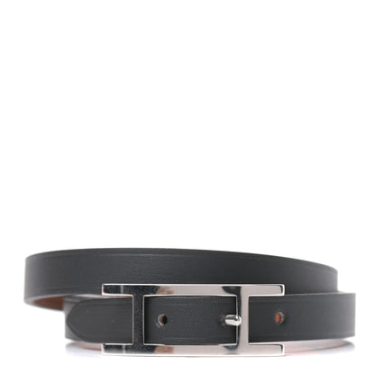 Hermes Chamonix Tadelakt Behapi Double Tour Reversible Bracelet T3 Black Fauve 1 of 4