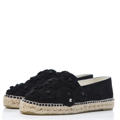 Chanel Suede Camellia CC Espadrilles 42 Black 3 of 9