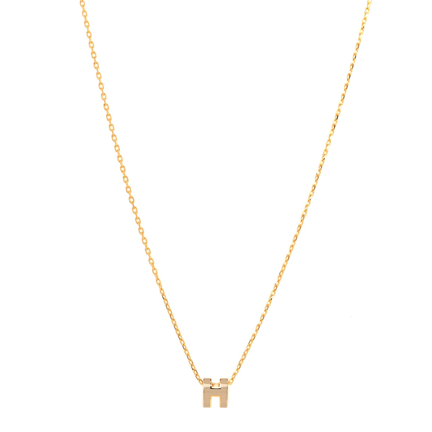 Lacquered Gold Mini Pop H Pendant Necklace Marron Glace