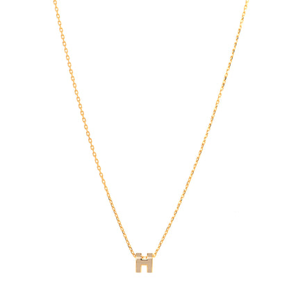 Hermes Lacquered Gold Mini Pop H Pendant Necklace Marron Glace 1 of 6