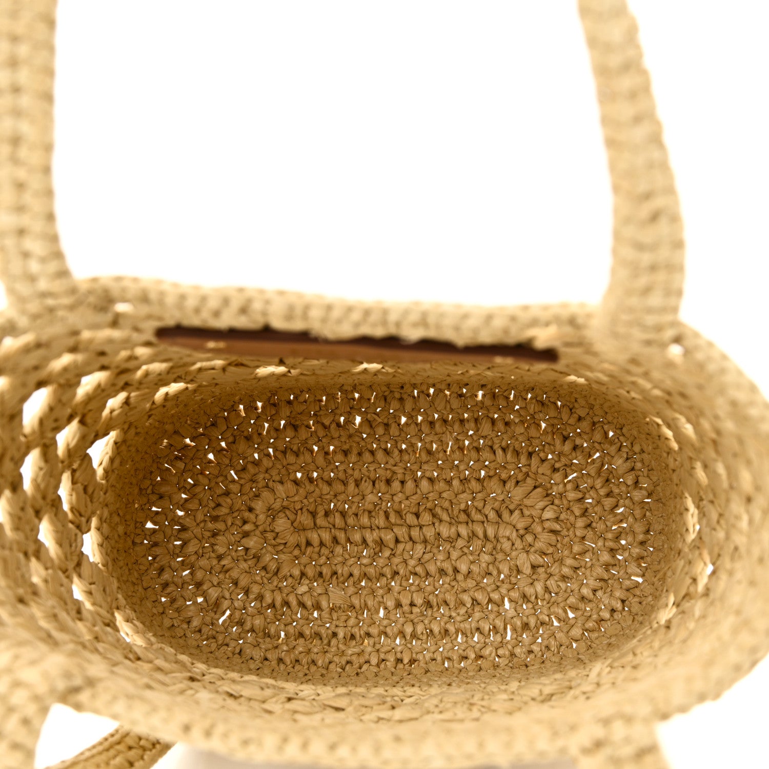 Prada Yarn Raffia Effect Embroidered Mini Logo Tote Naturale 5 of 9