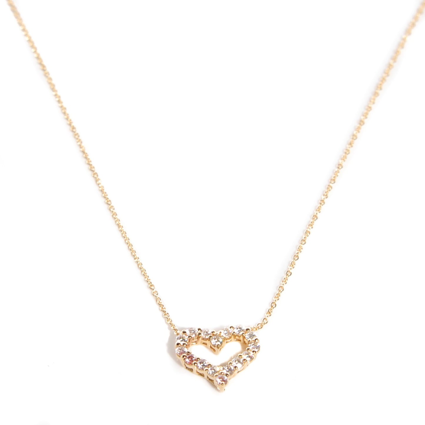 18K Yellow Gold Diamond Heart Pendant Necklace
