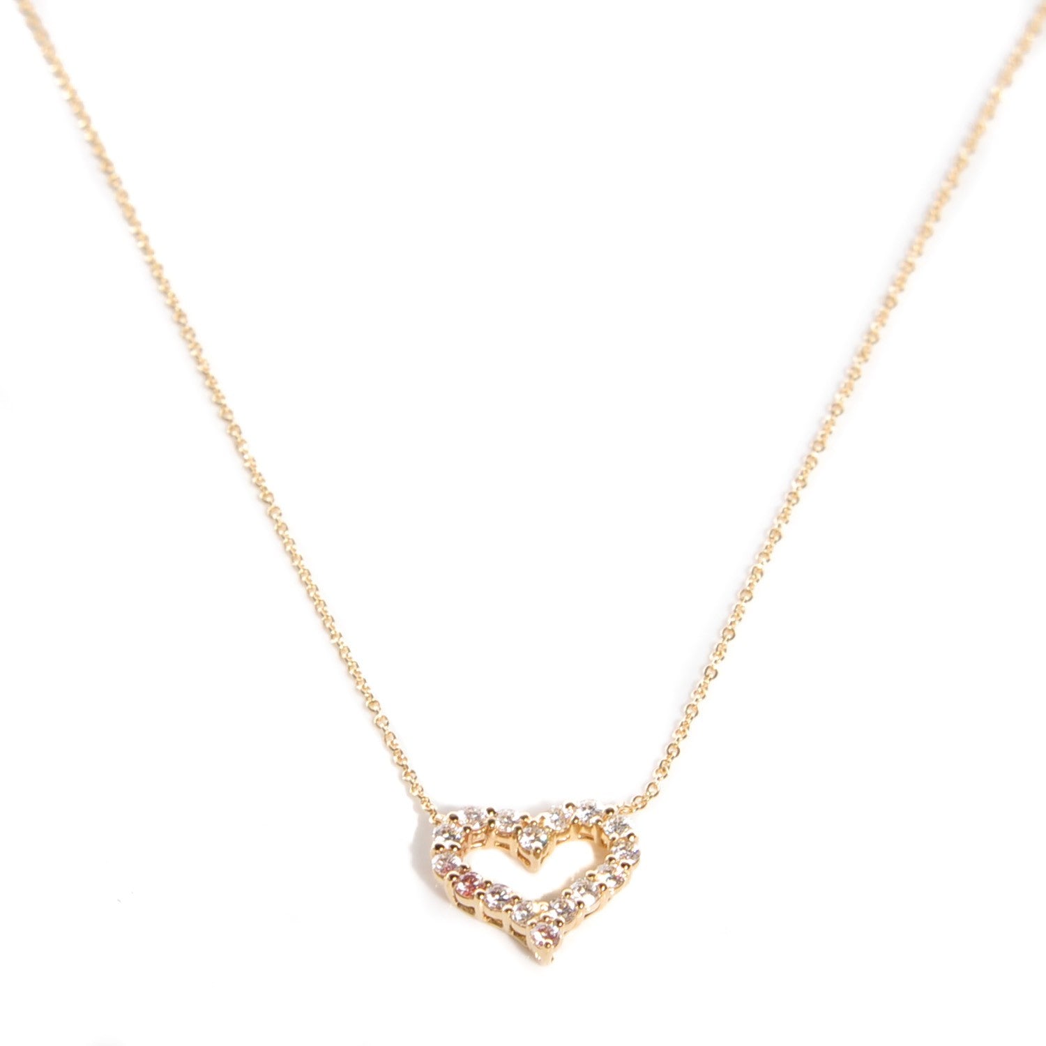 Tiffany 18K Yellow Gold Diamond Heart Pendant Necklace 1 of 6