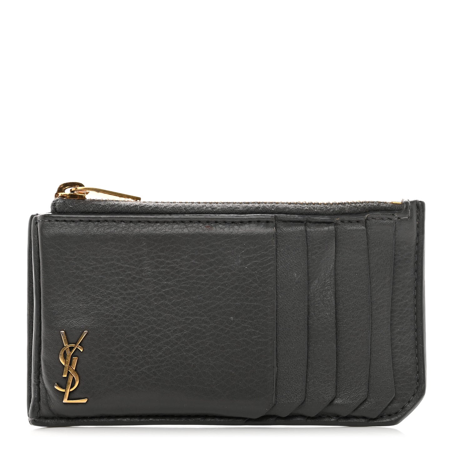 Grained Calfskin Monogram 5 Fragments Zip Pouch Card Holder Storm