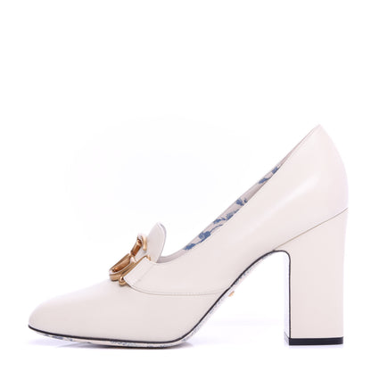 Gucci Malaga Kid GG Victoire 95mm Loafer Pumps 41 Vintage White 1 of 11