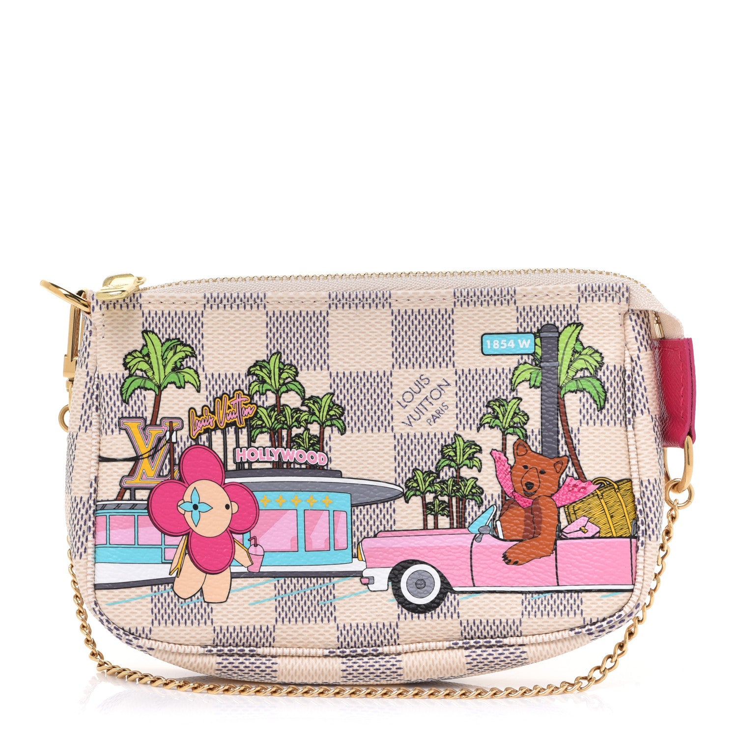 Louis Vuitton Damier Azur 2021 Christmas Animation Hollywood Mini Pochette Accessories Fuchsia 1 of 8