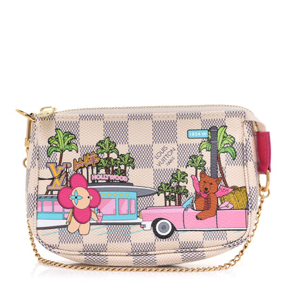 Louis Vuitton Damier Azur 2021 Christmas Animation Hollywood Mini Pochette Accessories Fuchsia 1 of 8