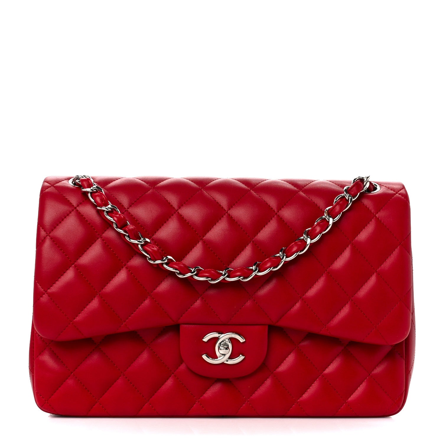 Chanel Lambskin Quilted Jumbo Double Flap Red 1 of 11