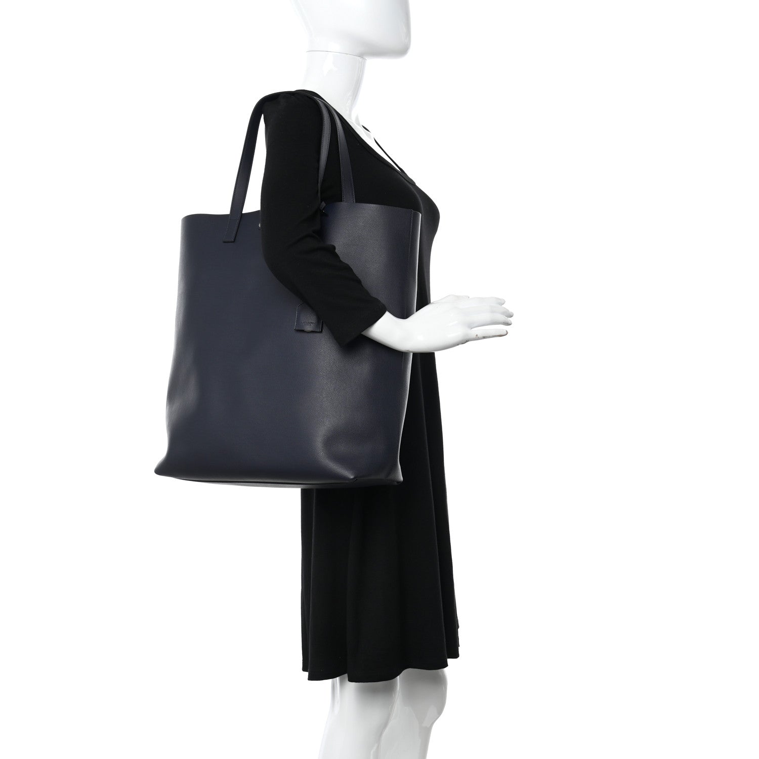 Saint Laurent Calfskin Bold Shopping Tote Navy Blue 2 of 6