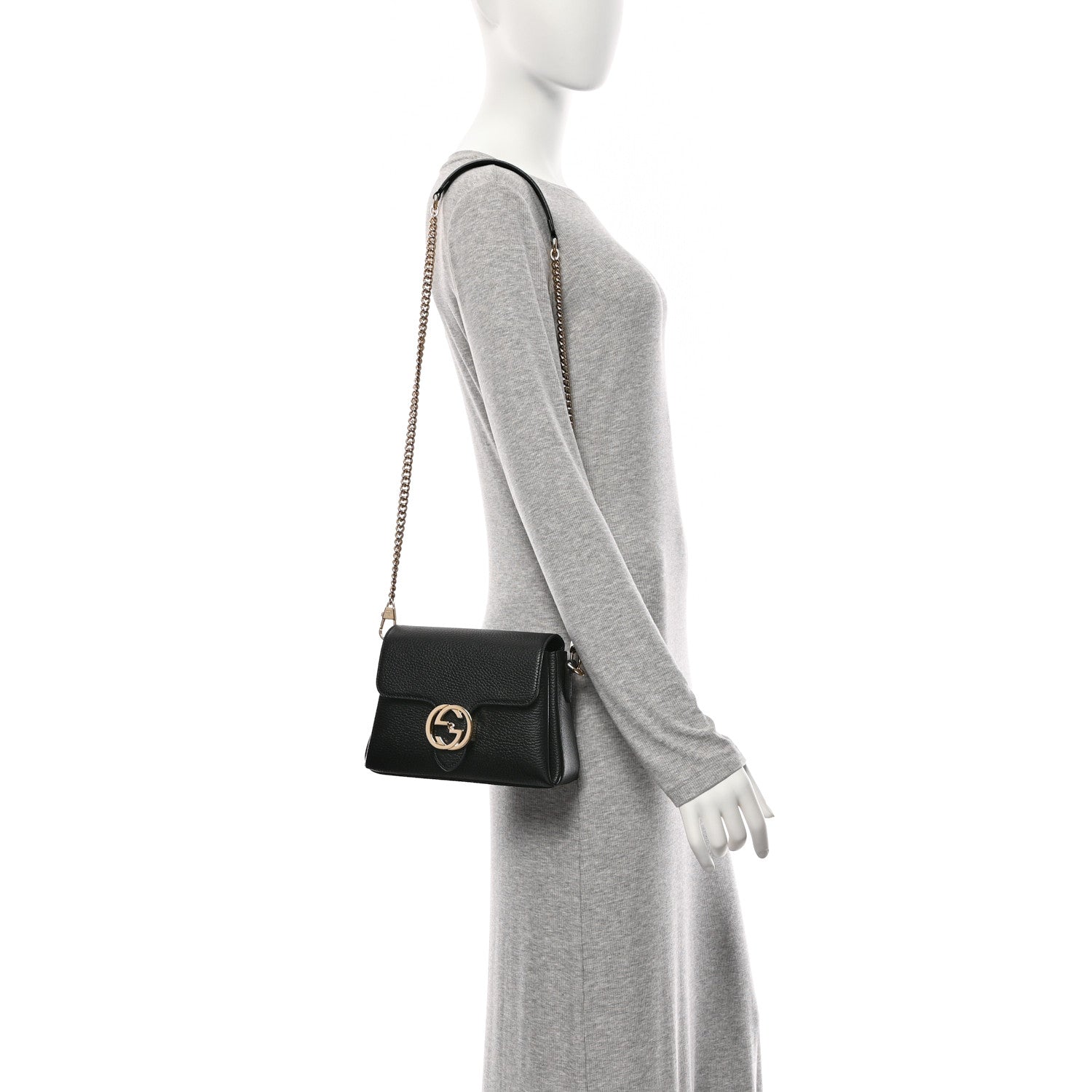 Gucci Dollar Calfskin Interlocking G Crossbody Bag Black 2 of 11