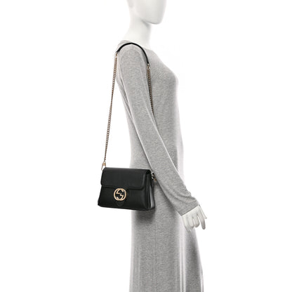 Gucci Dollar Calfskin Interlocking G Crossbody Bag Black 2 of 11