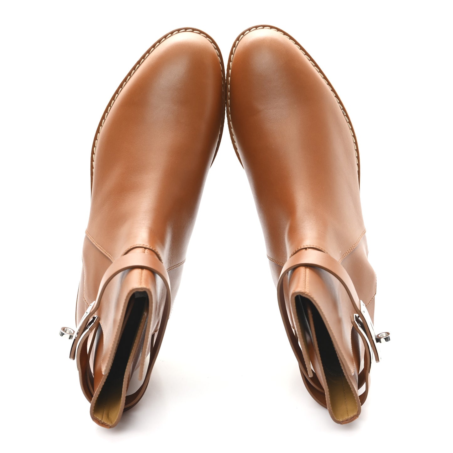 Heritage Calfskin Follow Ankle Boots 40.5 Naturel