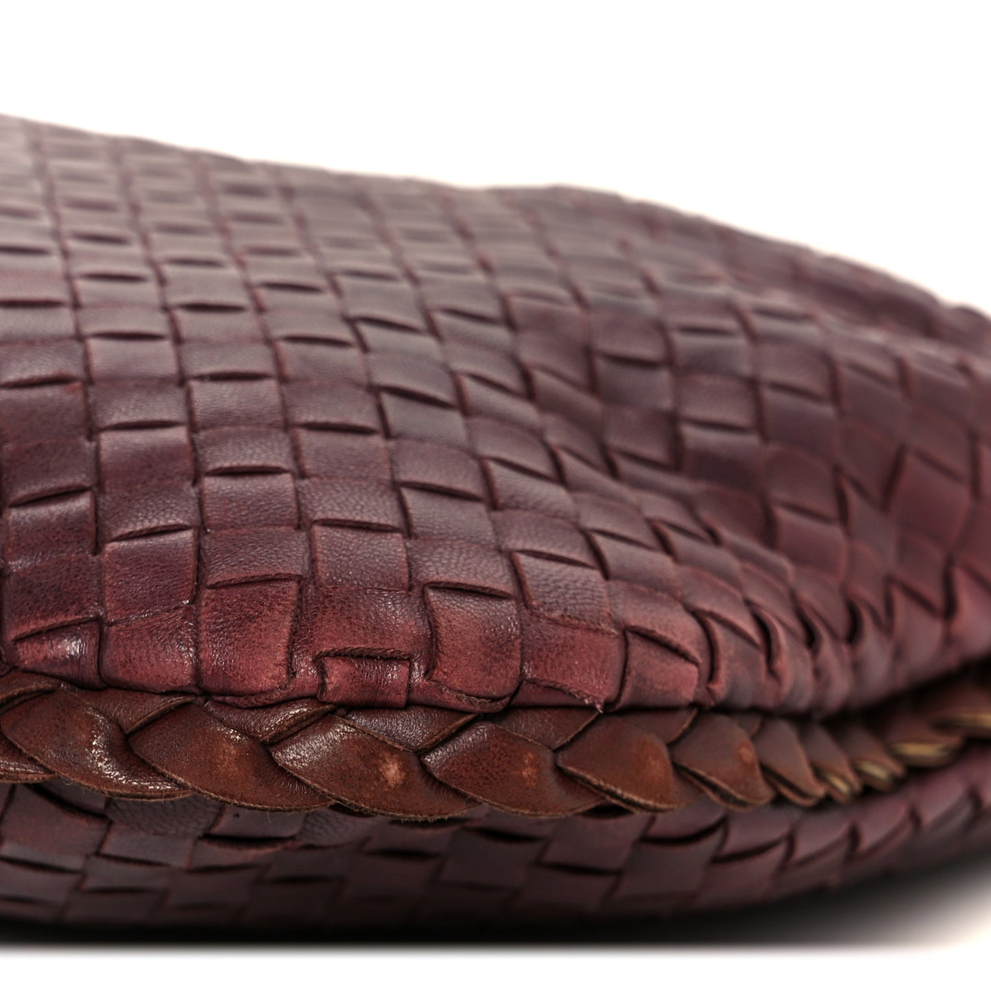 Nappa Intrecciato Medium Veneta Hobo Dark Red