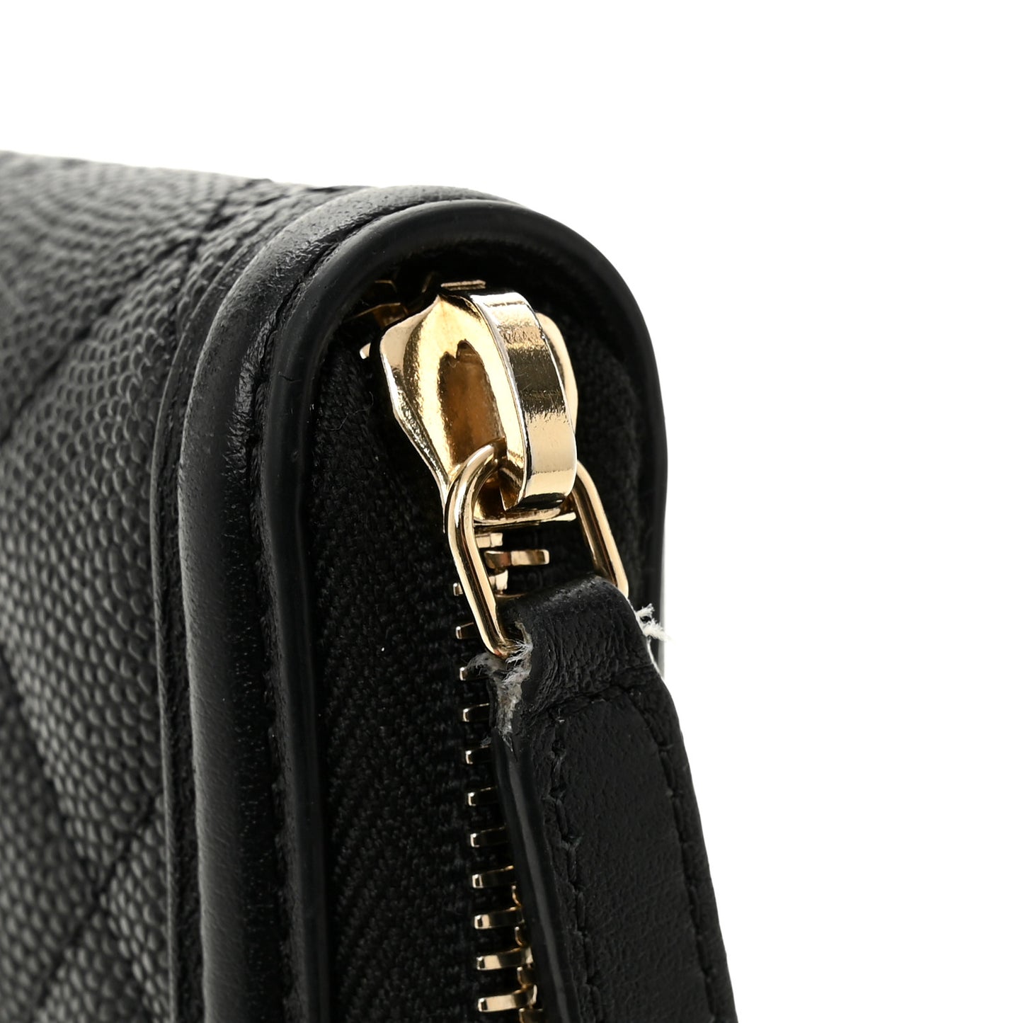 Caviar Quilted Filigree Zip Around Wallet Black