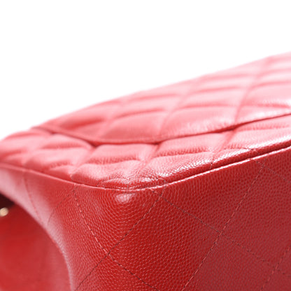 Chanel Caviar Quilted Jumbo Double Flap Red 14 of 20
