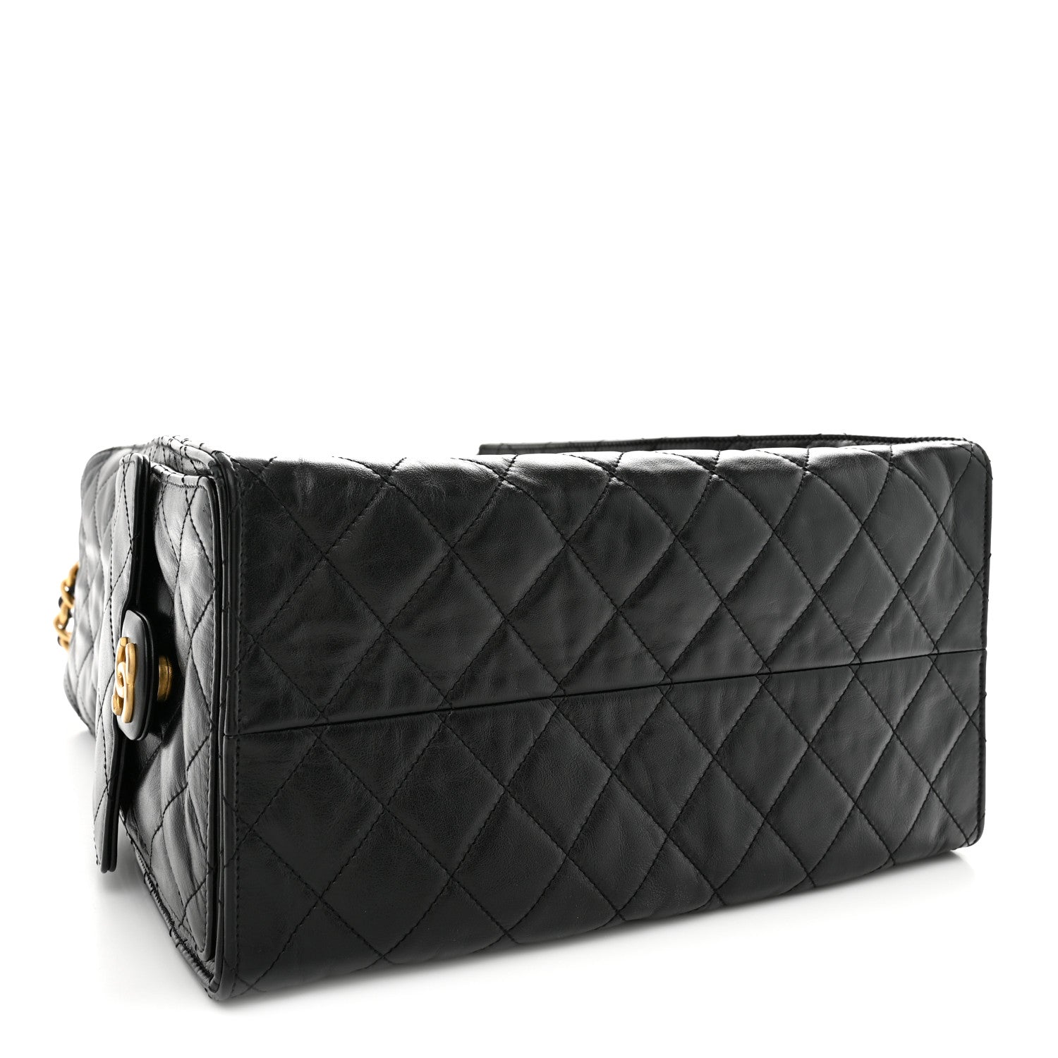 Chanel Shiny Crumpled Calfskin Quilted Medium Chanel 25 Handbag Black 4 of 11