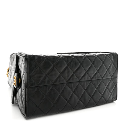 Chanel Shiny Crumpled Calfskin Quilted Medium Chanel 25 Handbag Black 4 of 11