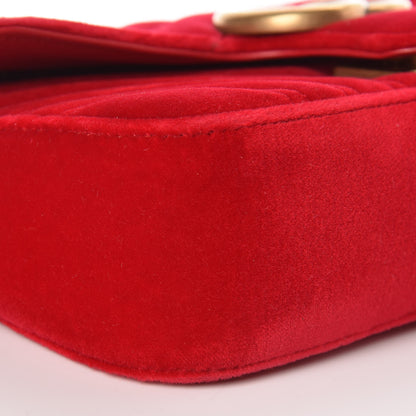 Gucci Velvet Matelasse Mini GG Marmont Shoulder Bag Hibiscus Red 12 of 13
