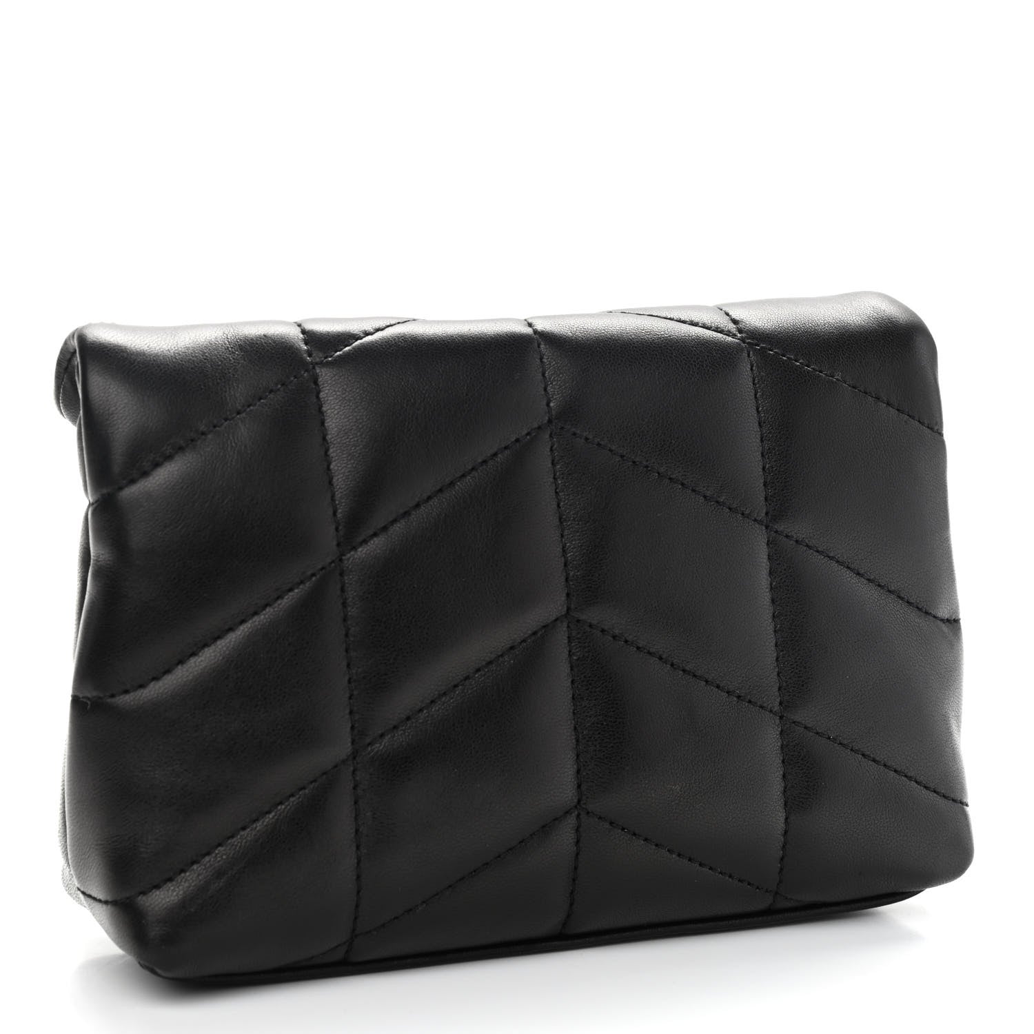Saint Laurent Lambskin Monogram Loulou Puffer Pouch Clutch Black 4 of 10