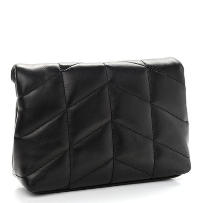 Saint Laurent Lambskin Monogram Loulou Puffer Pouch Clutch Black 4 of 10