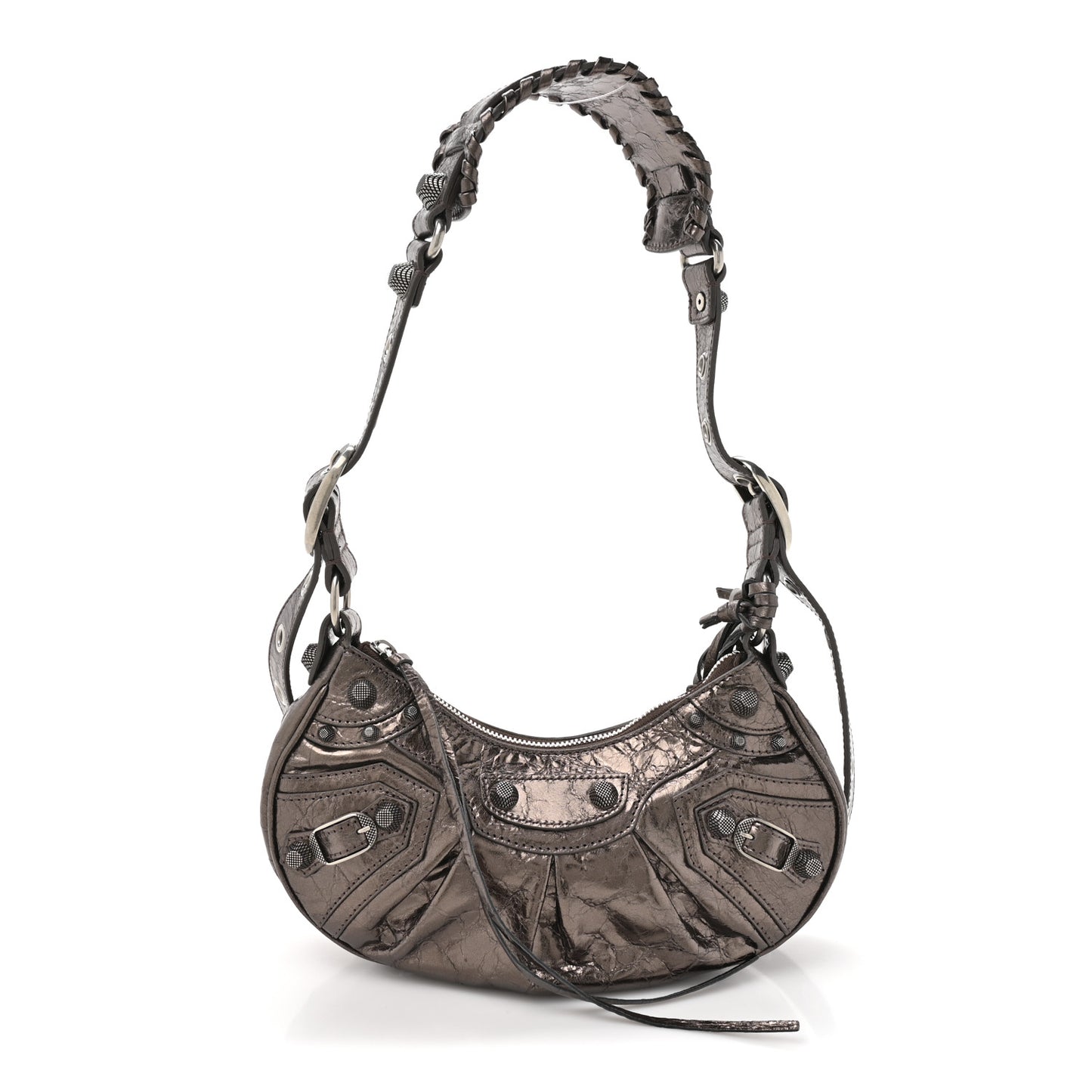 Metallic Agneau Arena Le Cagole Shoulder Bag XS Dark Bronze