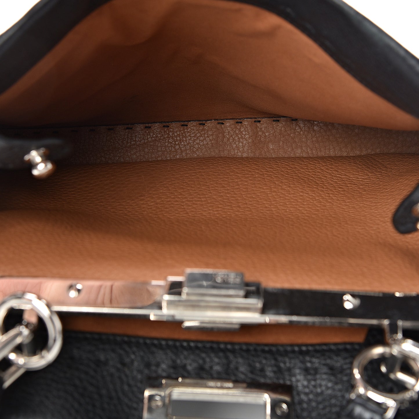 Cuoio Romano Selleria Bi-Color Medium Peekaboo Iconic Satchel Black Mou