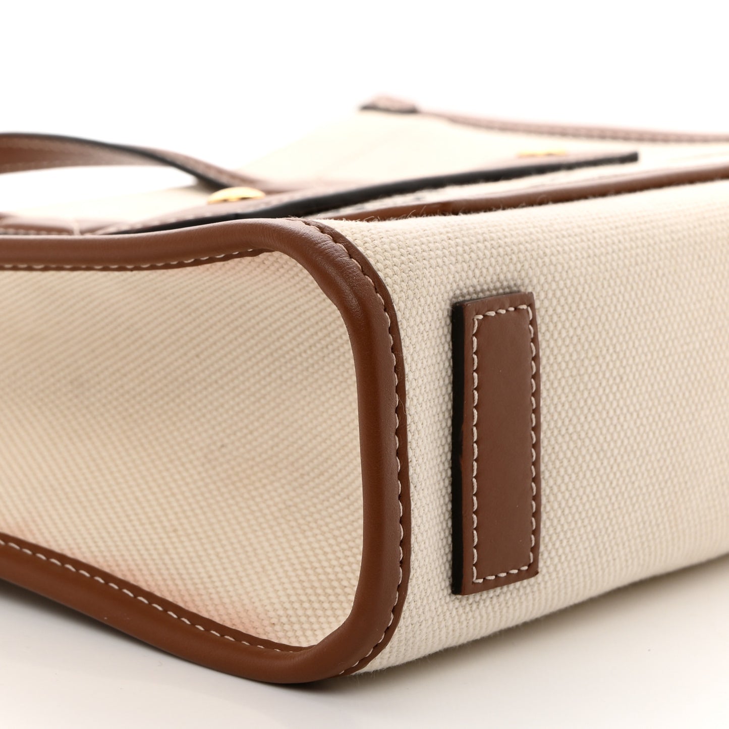 Smooth Calfskin Canvas Horseferry Print Mini Towner Bag Natural Tan