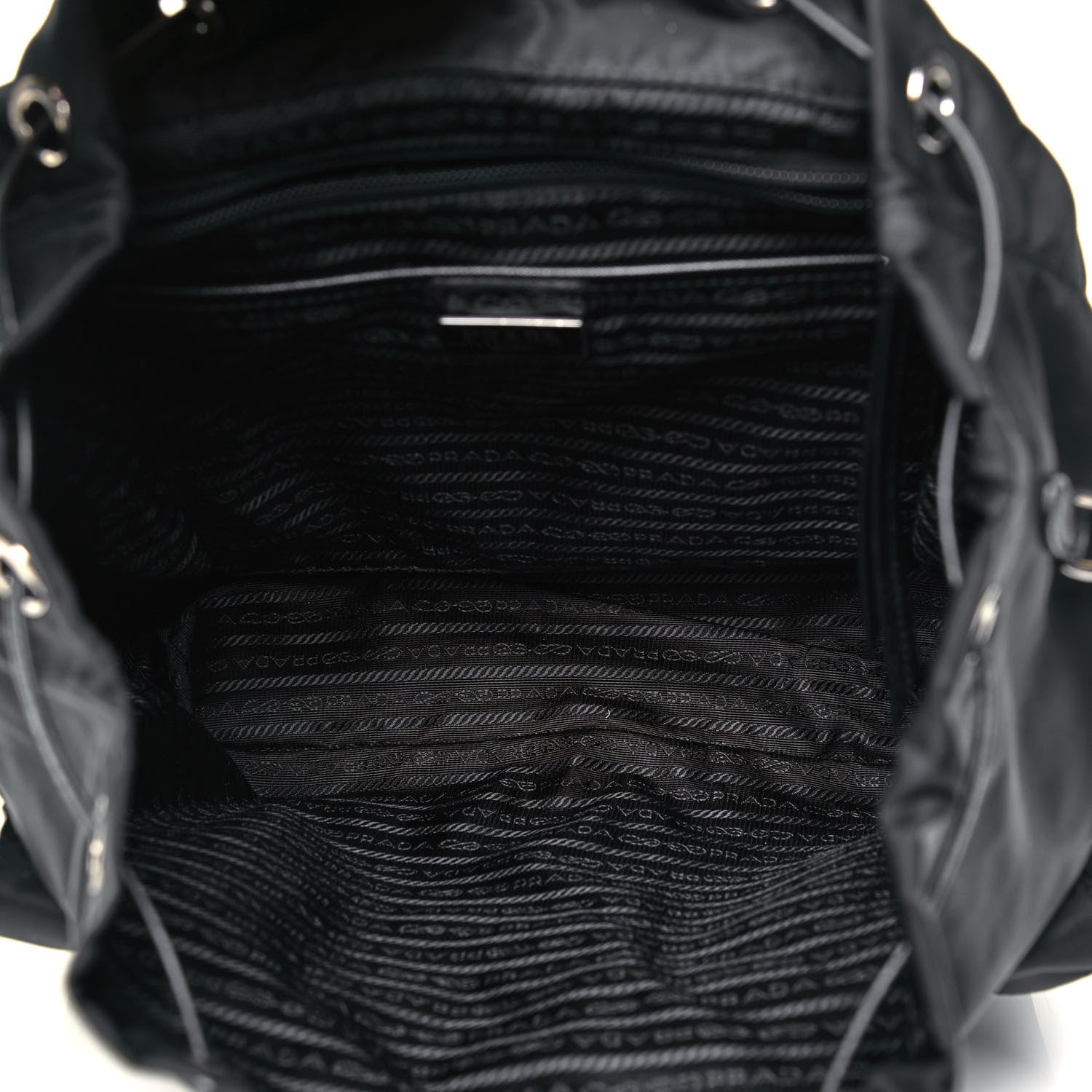 Prada Nylon New Vela Studded Backpack Black White 7 of 9