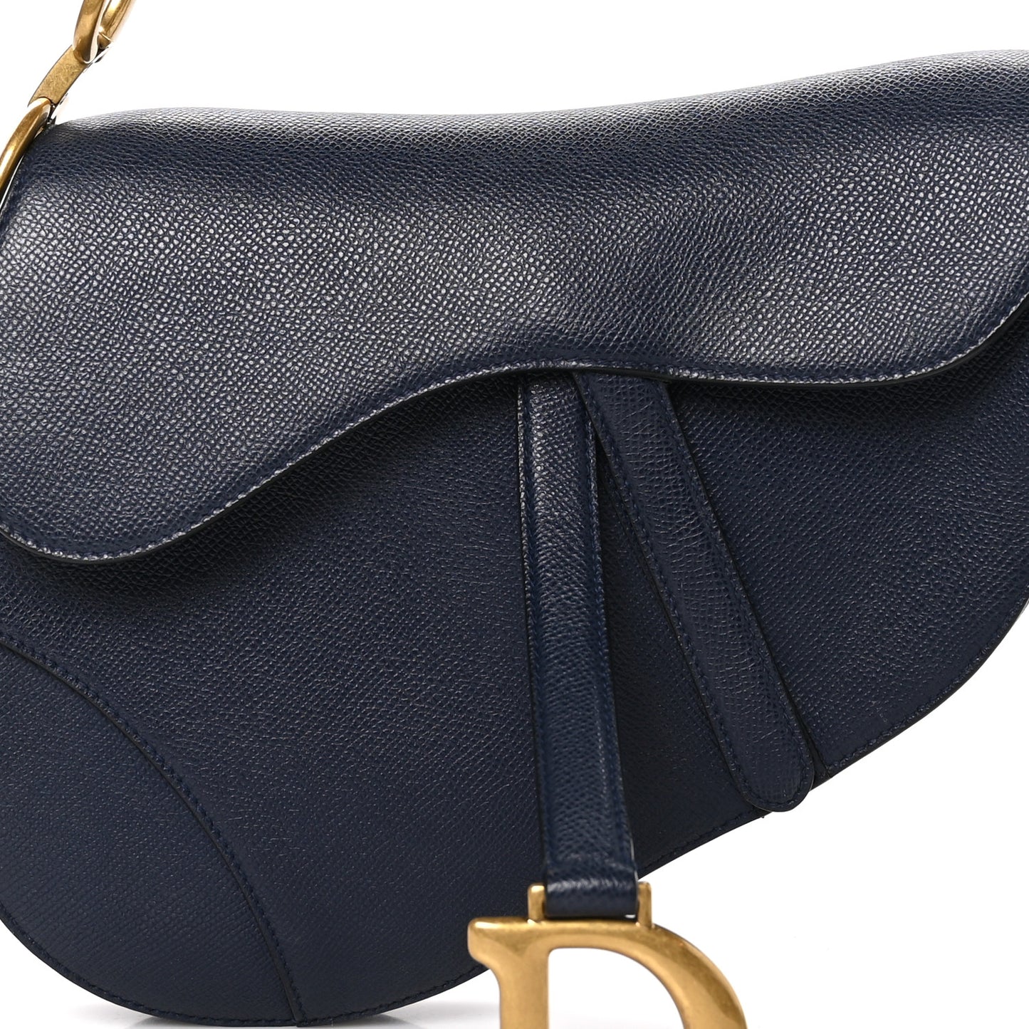 Grained Calfskin Saddle Bag Navy