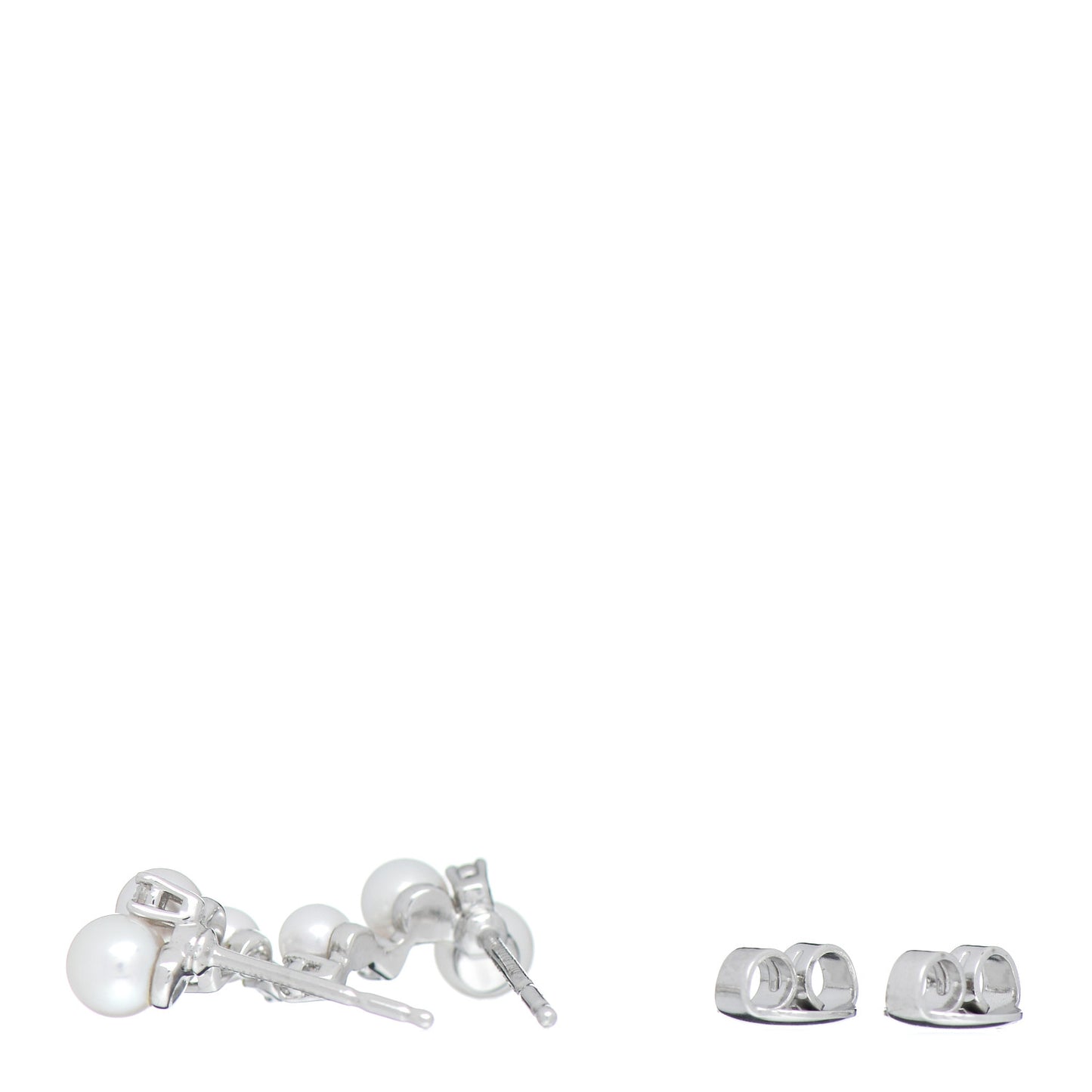 18K White Gold Diamond Akoya Pearl Cluster Earrings