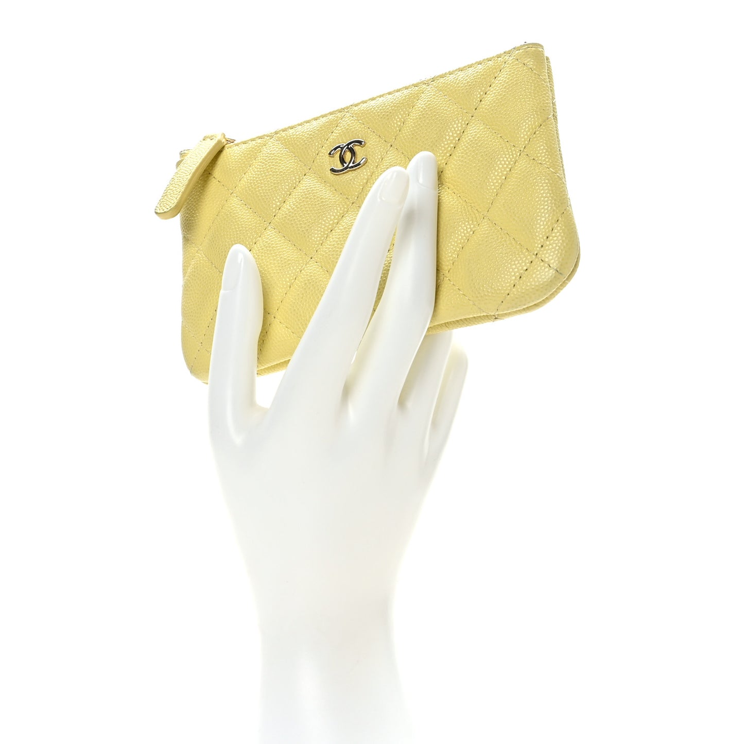Caviar Quilted Small Pouch Light Yellow