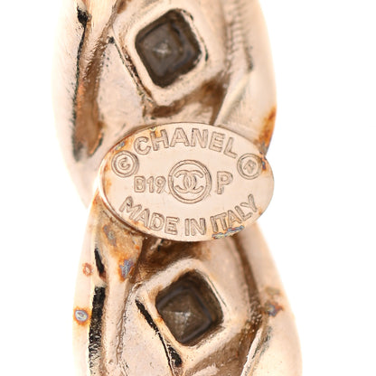 Chanel Crystal CC Hoop Earrings Gold 4 of 5