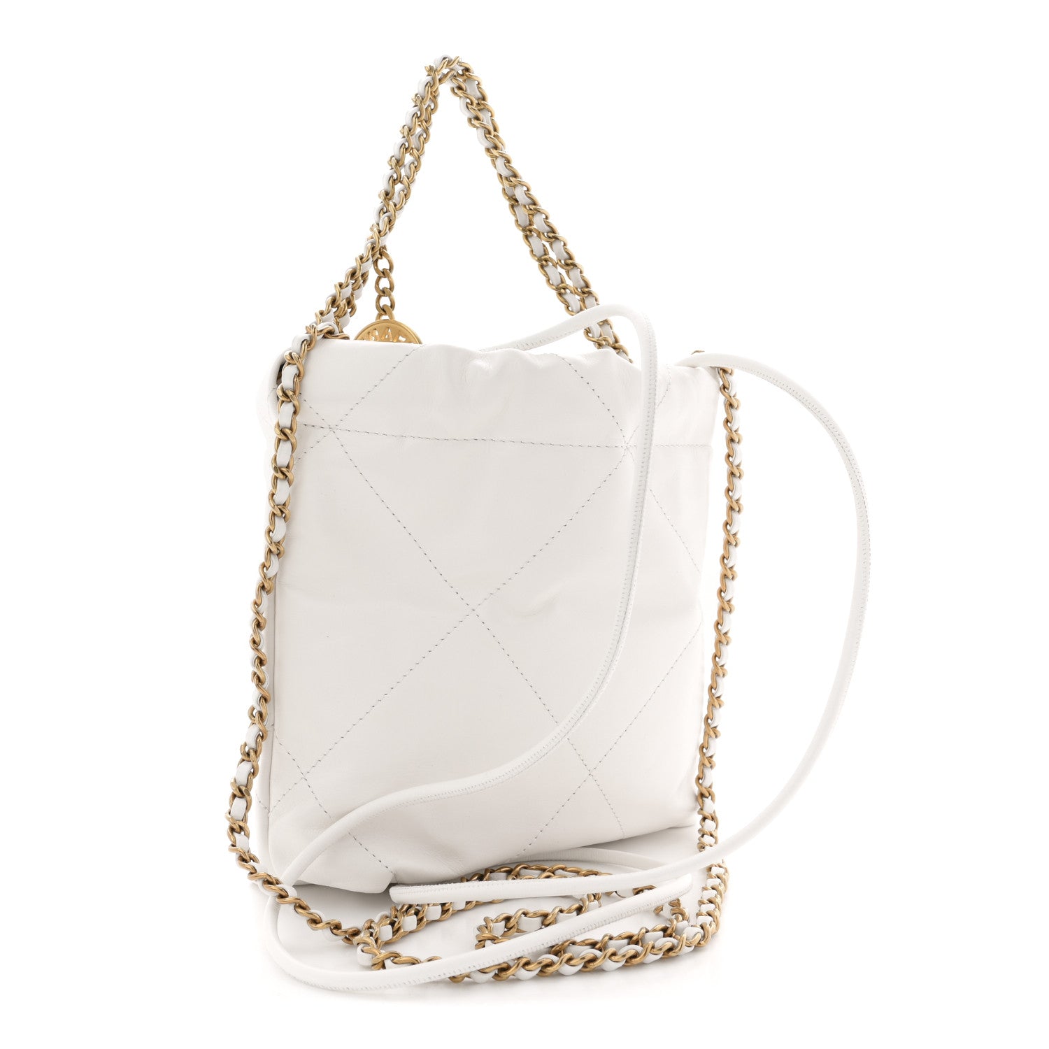 Chanel Shiny Calfskin Quilted Mini Chanel 22 White 1858226