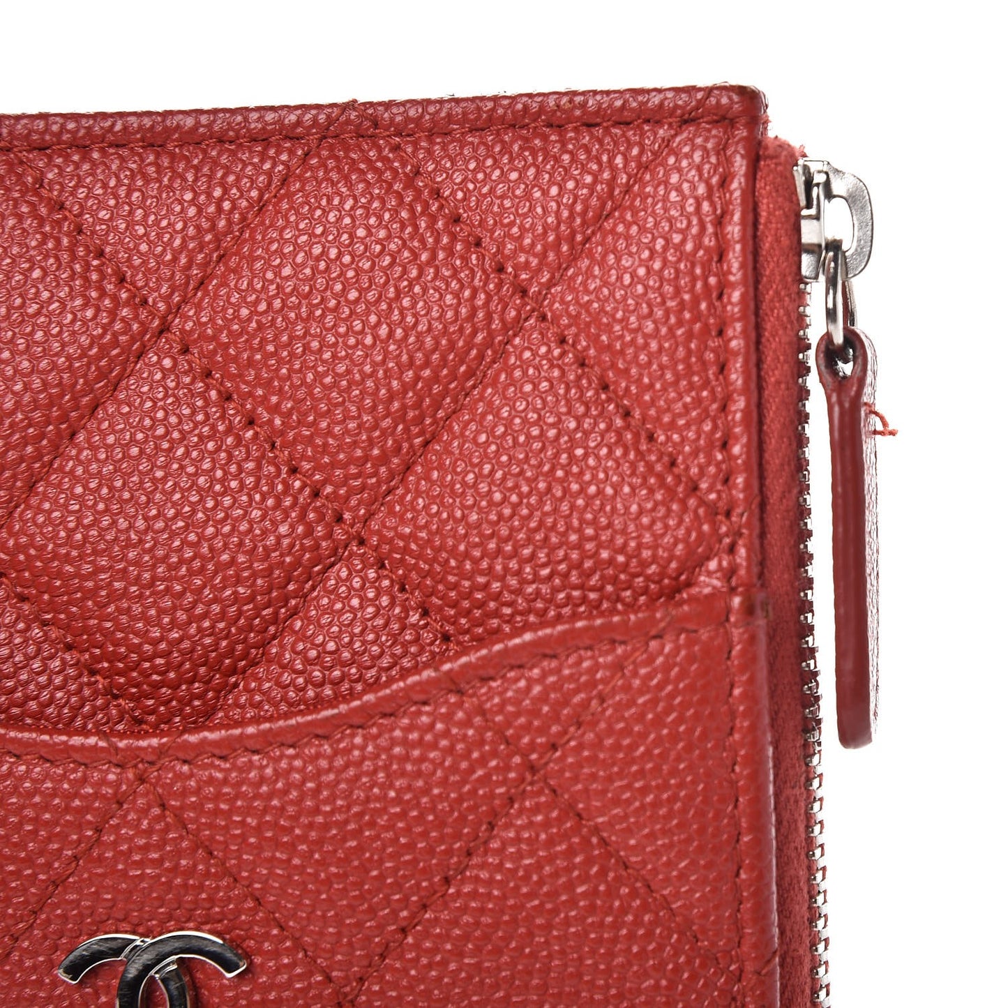 Caviar Quilted Classic Flat Wallet Pouch Red