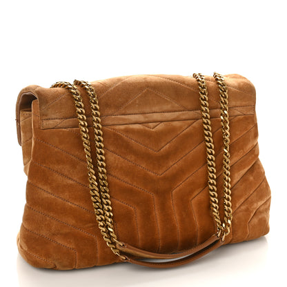Saint Laurent Suede Y Quilted Monogram Medium Loulou Chain Satchel Cinnamon 3 of 10