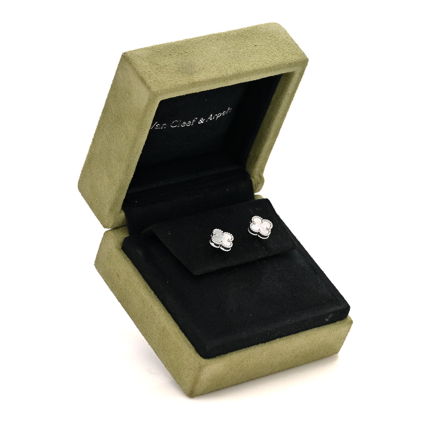 18K White Gold Mother of Pearl Sweet Alhambra Earrings