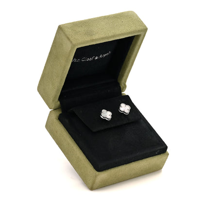 Van Cleef & Arpels 18K White Gold Mother of Pearl Sweet Alhambra Earrings 5 of 5