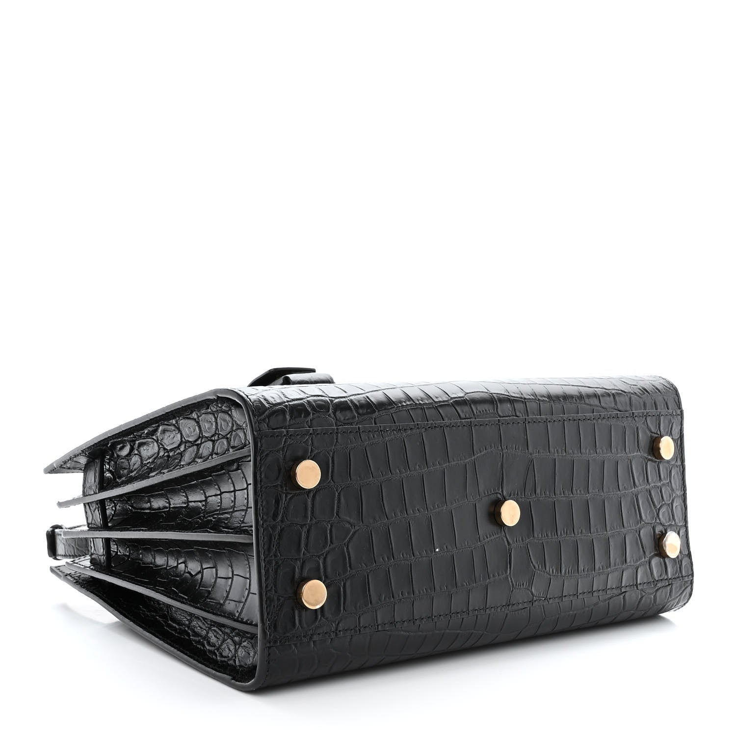 Saint Laurent Calfskin Crocodile Embossed Baby Sac De Jour Black 4 of 10