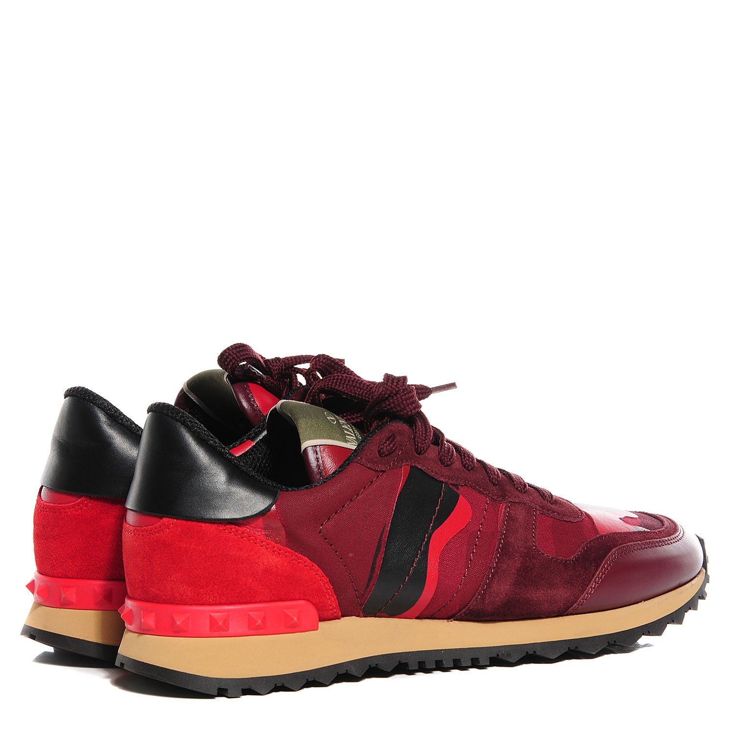 Valentino Garavani Nappa Suede Camouflage Womens Rockrunner Sneakers 39 Rubin Scarlet 5 of 14
