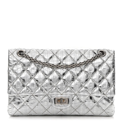 Chanel Metallic Striped Calfskin 2.55 Reissue 226 Flap Silver Silver 1 of 13
