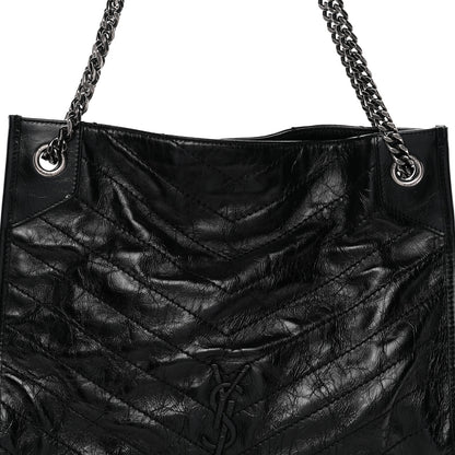 Saint Laurent Crinkled Calfskin Matelasse Monogram Medium Niki Shopper Tote Black 8 of 13