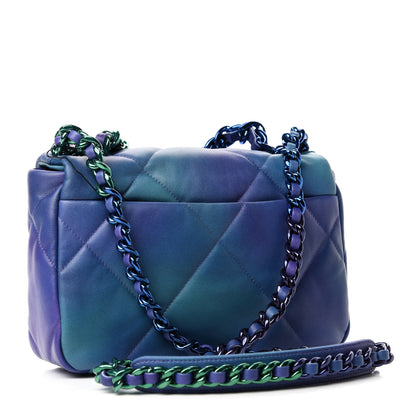 Chanel Tie Dye Calfskin Quilted Medium 19 Flap Blue Purple 3 of 10