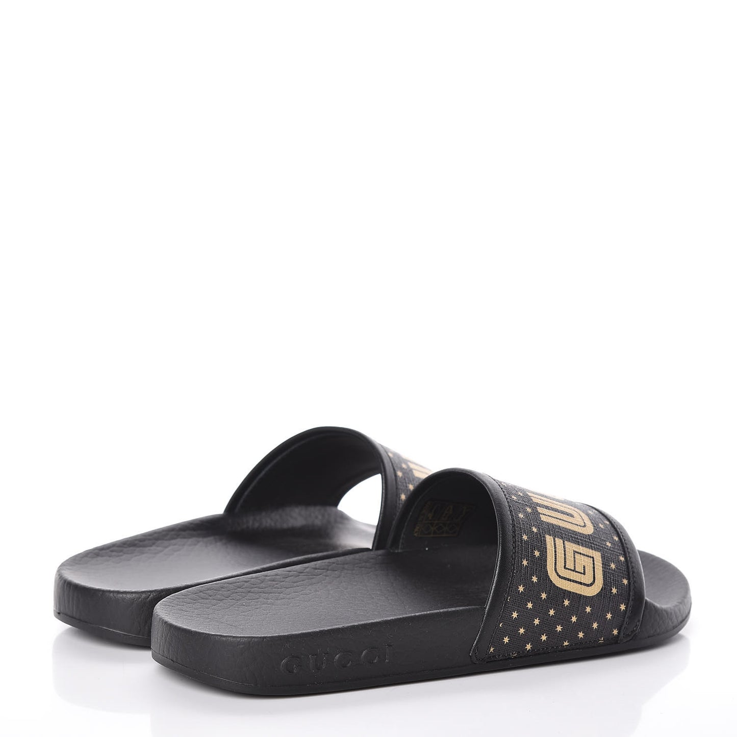X SEGA Supreme Canvas GUCCY Stars Womens Slide Sandals 34 Black Gold