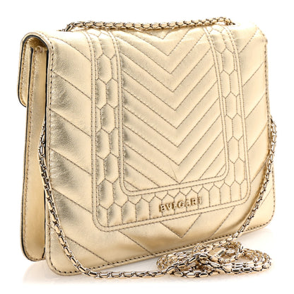 Bulgari Metallic Calfskin Quilted Serpenti Forever Shoulder Bag Gold 3 of 9