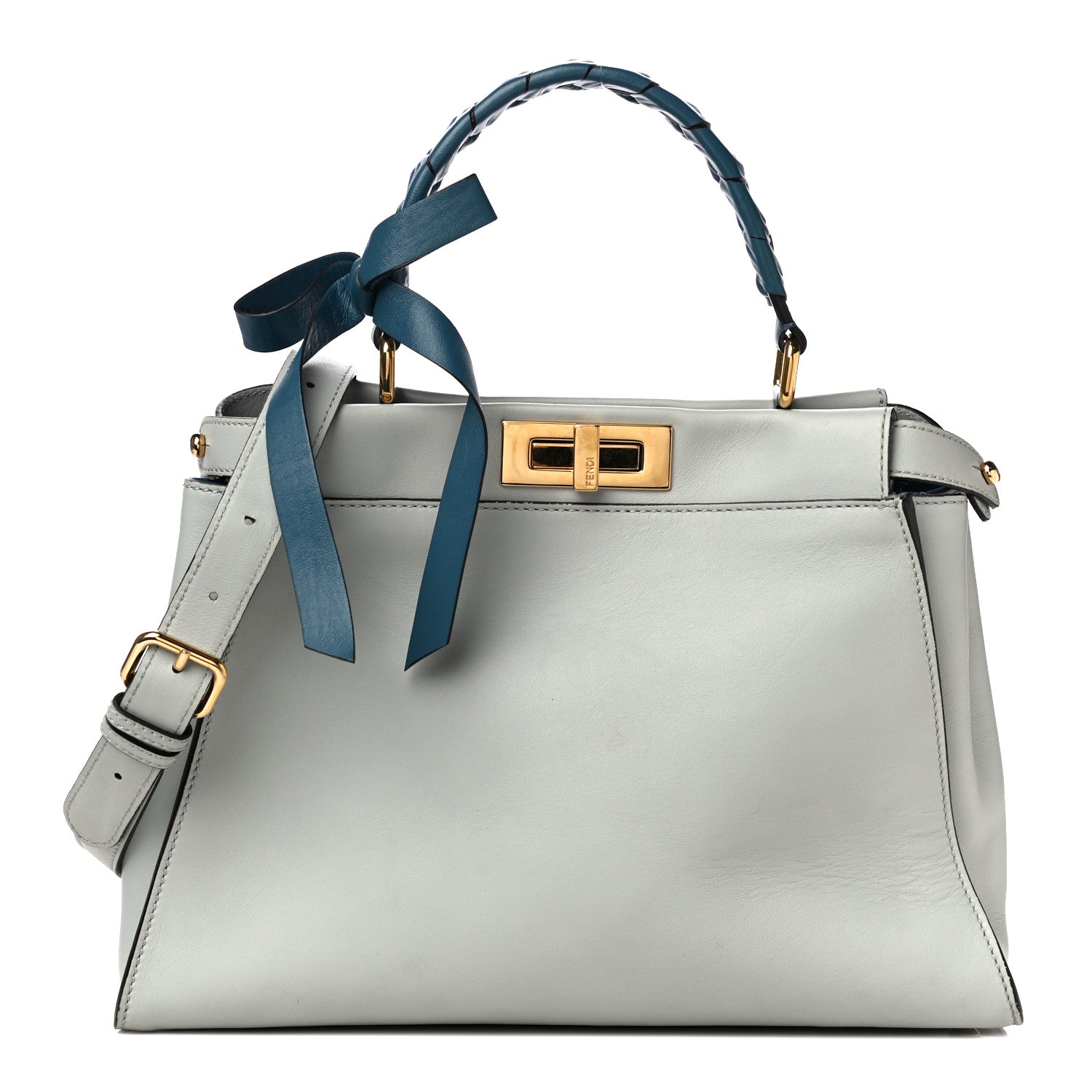 Fendi Vitello Seta Ribbon Medium Peekaboo Iconic Satchel Opale 1 of 11