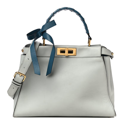 Fendi Vitello Seta Ribbon Medium Peekaboo Iconic Satchel Opale 1 of 11