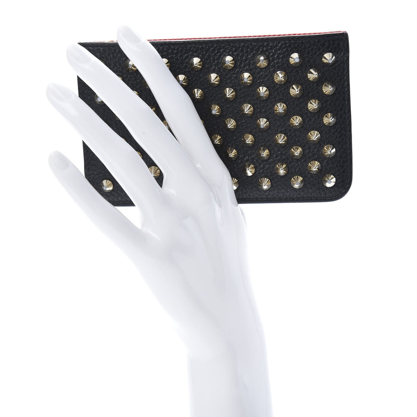Calfskin Empire Panettone Spikes Key Ring Pouch Black