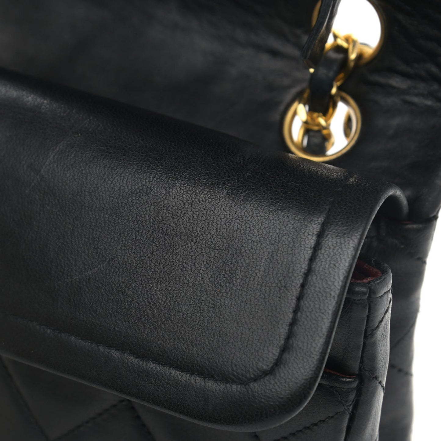 Lambskin Quilted Small Double Flap Black