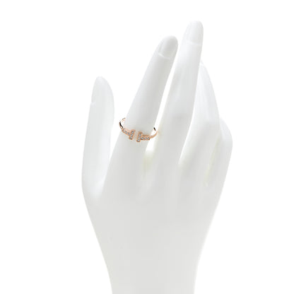 Tiffany 18K Rose Gold Diamond T Wire Ring 57 8 2 of 5