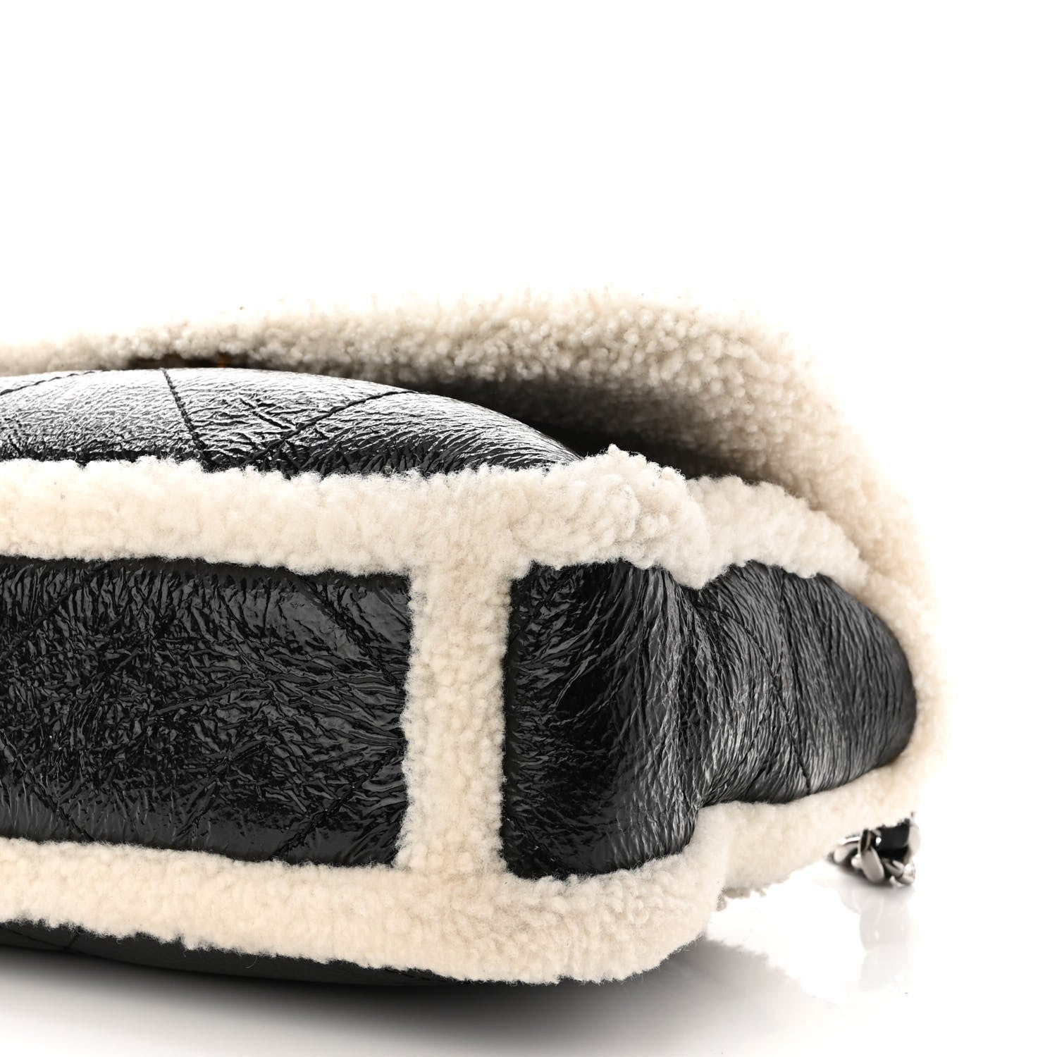 Chanel Crumpled Calfskin Shearling Sheepskin Quilted Large Chanel 19 Flap Black 10 of 10